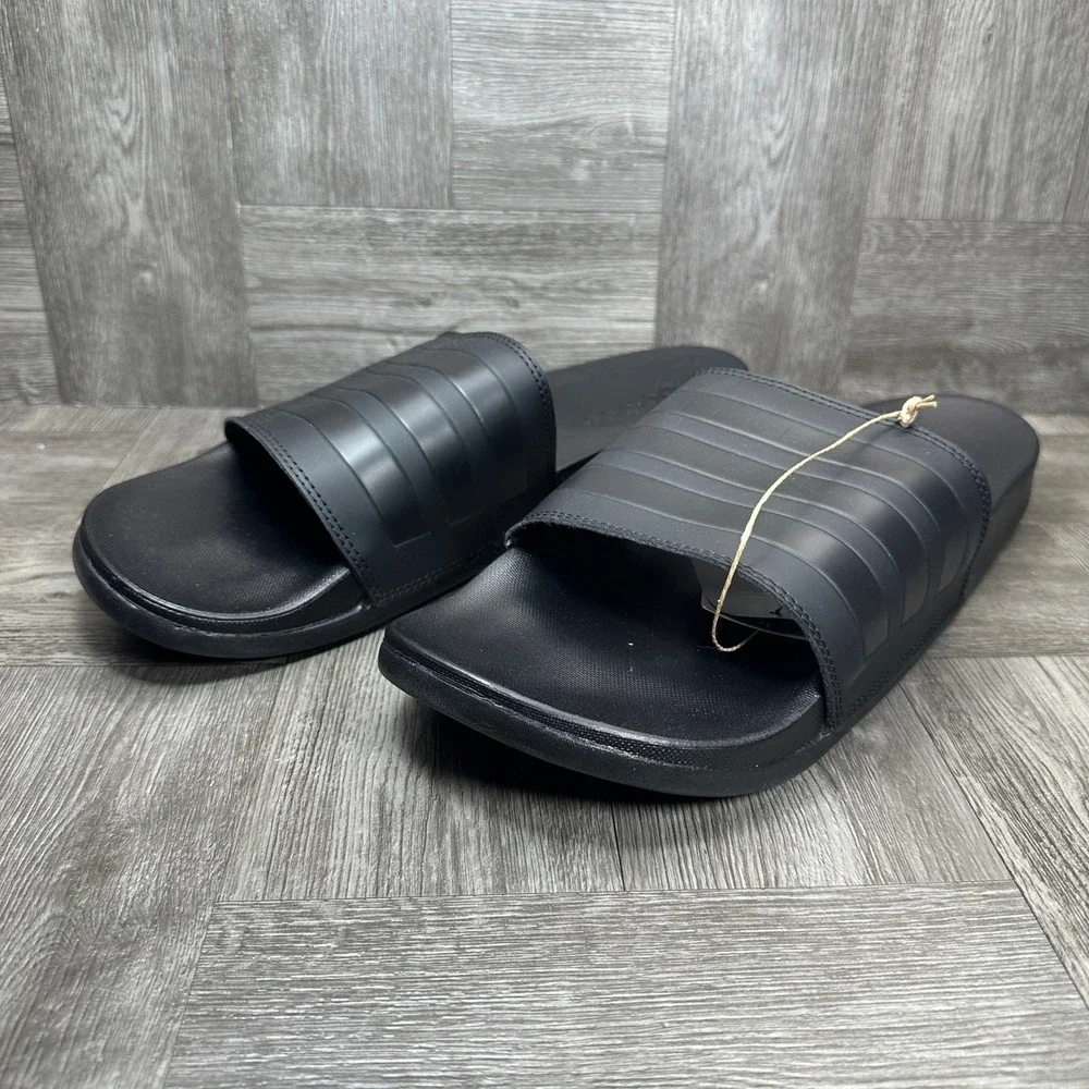 Adidas Adilette Comfort Mens Size 14 Black Slides Sandals Athletic NEW GZ5896